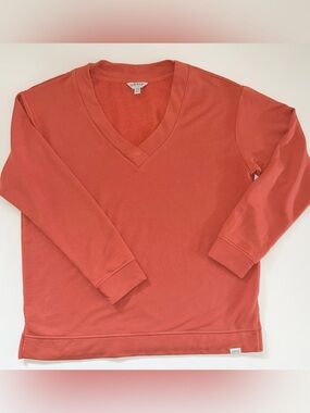 Orvis Sweatshirt Orange Pullover V-Neck Long Sleeve Soft Modal Blend Women’s M